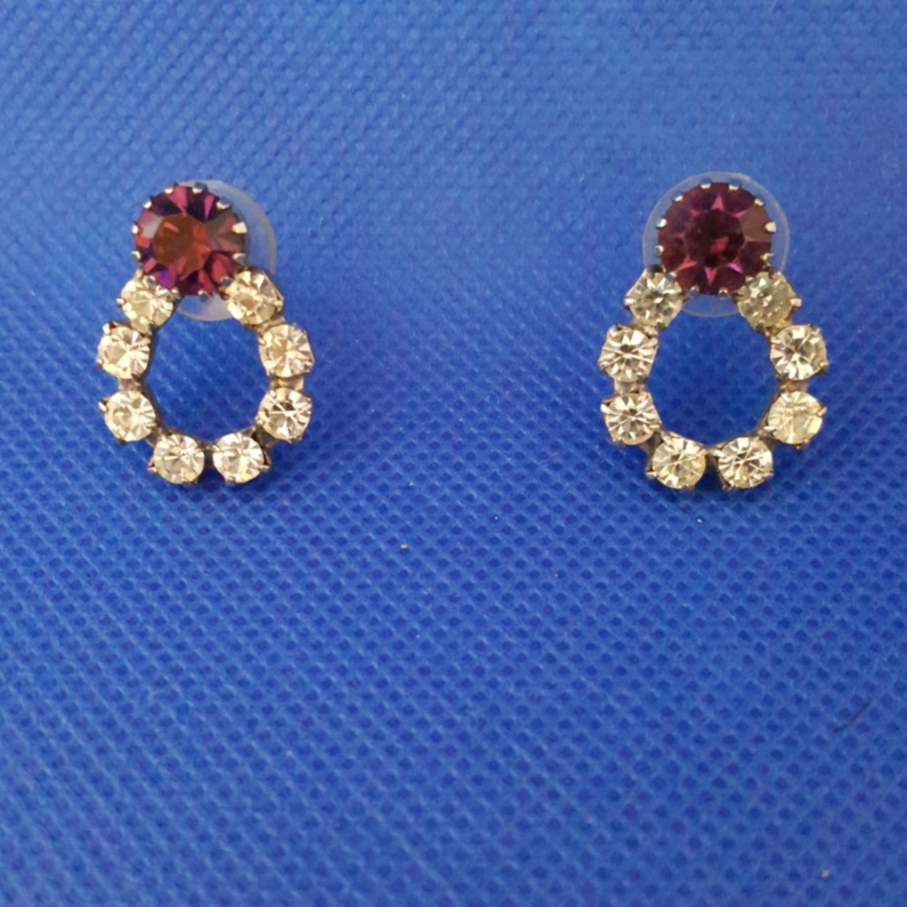 Amethyst and Clear Crystal Earrings